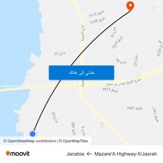 Mazare'A Highway-5/Jasrah to Janabia map