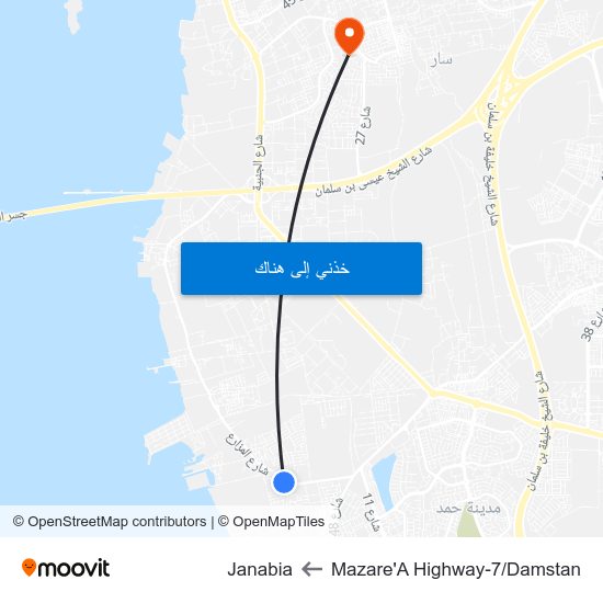 Mazare'A Highway-7/Damstan to Janabia map