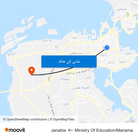 Ministry Of Education/Manama to Janabia map