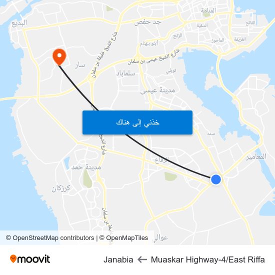 Muaskar Highway-4/East Riffa to Janabia map