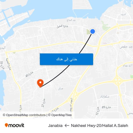 Nakheel Hwy-20/Hallat A.Saleh to Janabia map