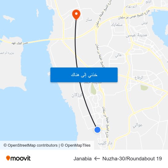 Nuzha-30/Roundabout 19 to Janabia map