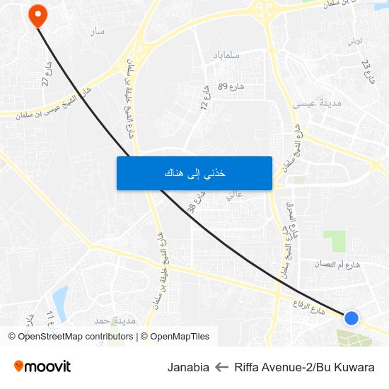 Riffa Avenue-2/Bu Kuwara to Janabia map