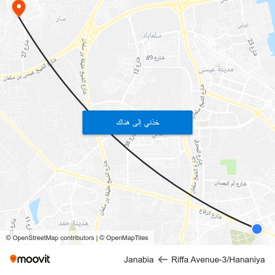 Riffa Avenue-3/Hananiya to Janabia map