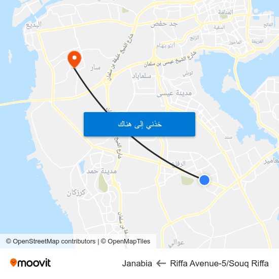 Riffa Avenue-5/Souq Riffa to Janabia map