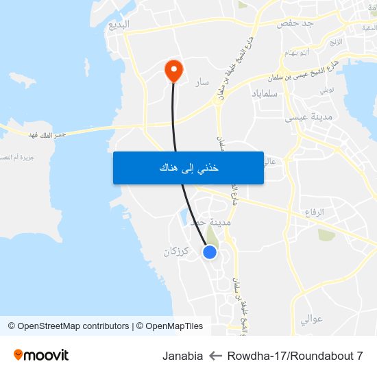 Rowdha-17/Roundabout 7 to Janabia map