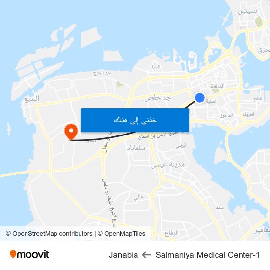 Salmaniya Medical Center-1 to Janabia map