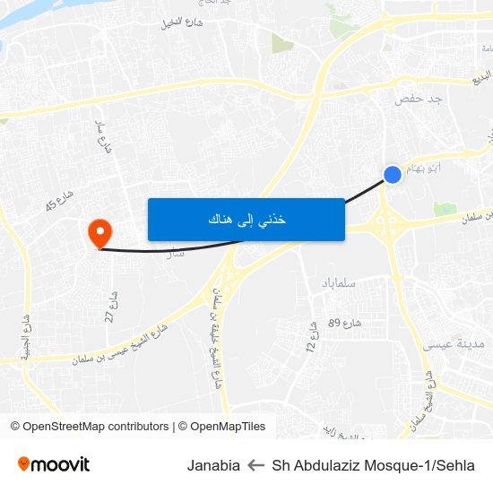 Sh Abdulaziz Mosque-1/Sehla to Janabia map