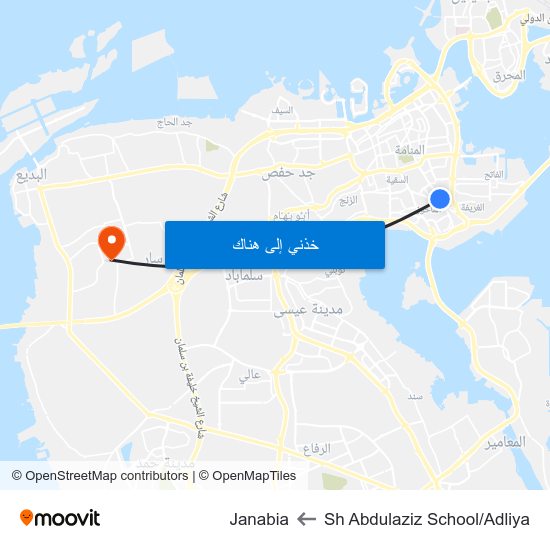 Sh Abdulaziz School/Adliya to Janabia map