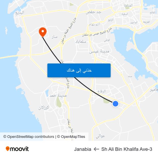 Sh Ali Bin Khalifa Ave-3 to Janabia map