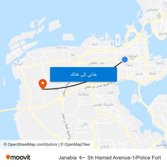 Sh Hamad Avenue-1/Police Fort to Janabia map