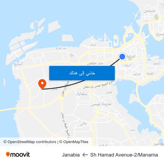 Sh Hamad Avenue-2/Manama to Janabia map