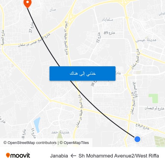 Sh Mohammed Avenue2/West Riffa to Janabia map