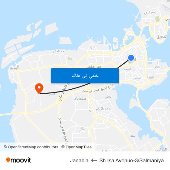 Sh.Isa Avenue-3/Salmaniya to Janabia map