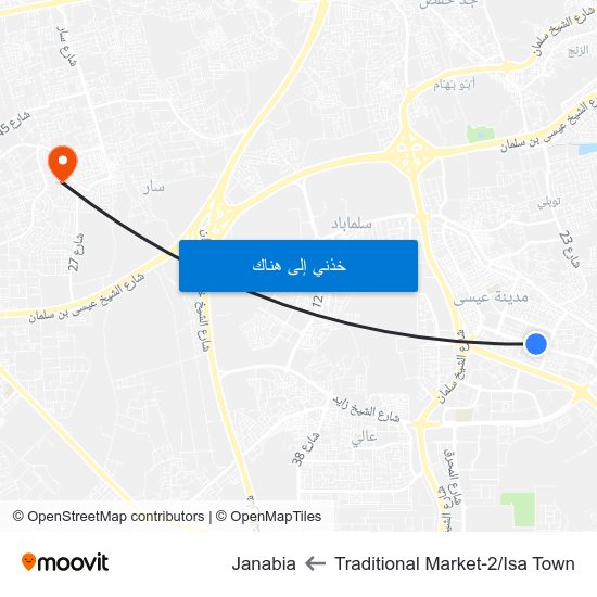 Traditional Market-2/Isa Town to Janabia map