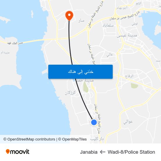 Wadi-8/Police Station to Janabia map