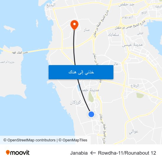 Rowdha-11/Rounabout 12 to Janabia map