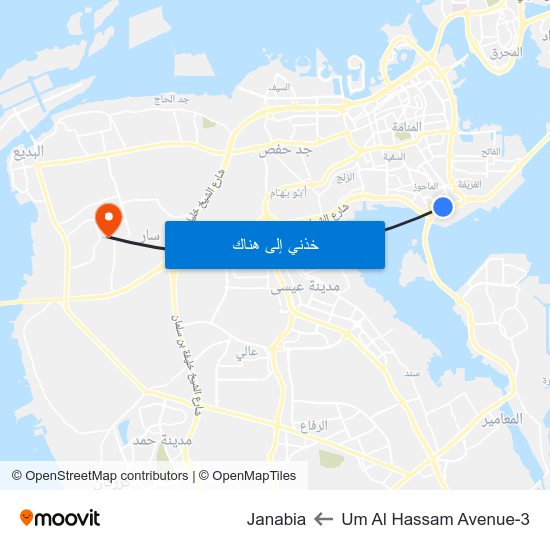 Um Al Hassam Avenue-3 to Janabia map