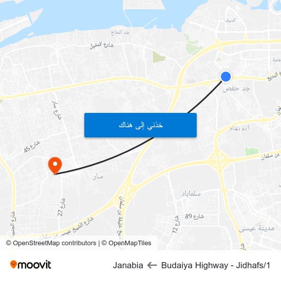 Budaiya Highway - Jidhafs/1 to Janabia map