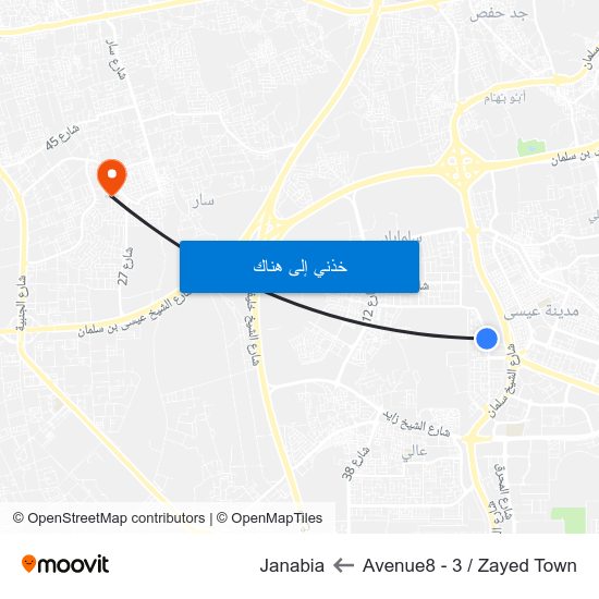 Avenue8 - 3 / Zayed Town to Janabia map