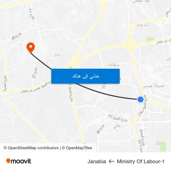 Ministry Of Labour-1 to Janabia map
