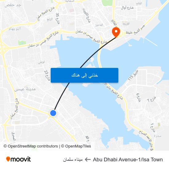 Abu Dhabi Avenue-1/Isa Town to ميناء سلمان map