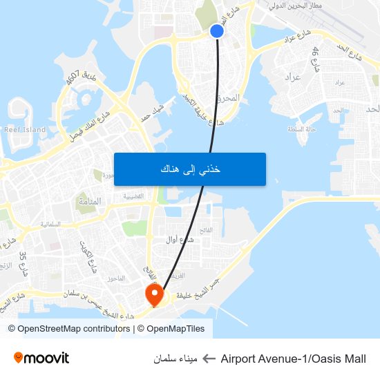 Airport Avenue-1/Oasis Mall to ميناء سلمان map