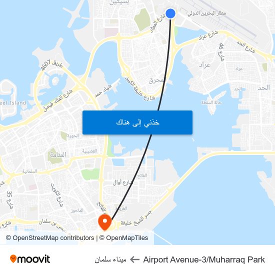 Airport Avenue-3/Muharraq Park to ميناء سلمان map