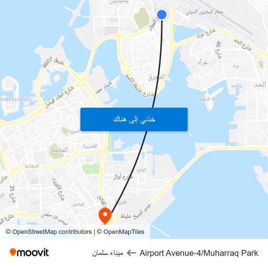 Airport Avenue-4/Muharraq Park to ميناء سلمان map