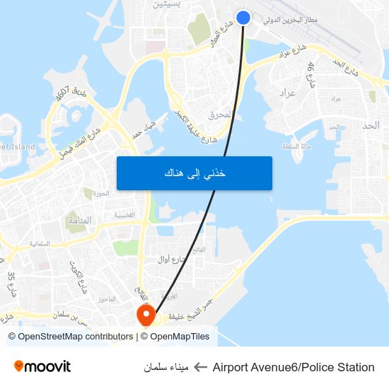 Airport Avenue6/Police Station to ميناء سلمان map
