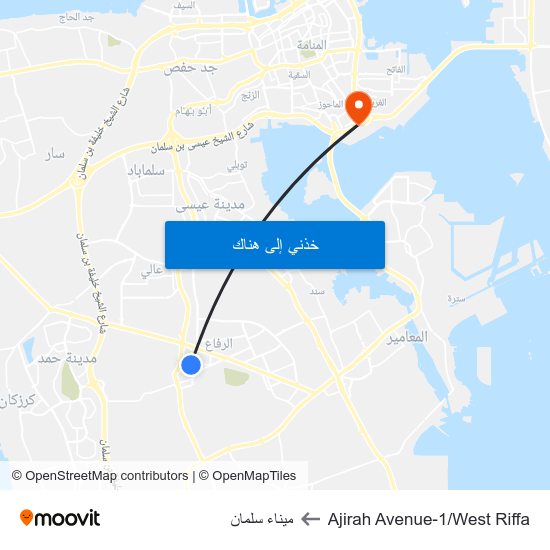 Ajirah Avenue-1/West Riffa to ميناء سلمان map