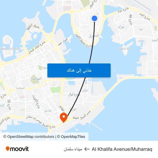 Al Khalifa Avenue/Muharraq to ميناء سلمان map