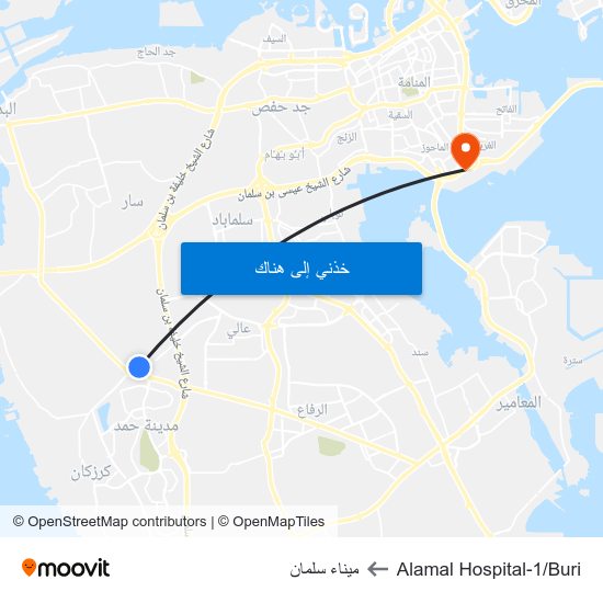 Alamal Hospital-1/Buri to ميناء سلمان map