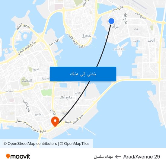 Arad/Avenue 29 to ميناء سلمان map