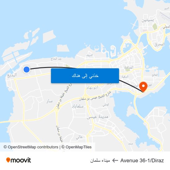 Avenue 36-1/Diraz to ميناء سلمان map