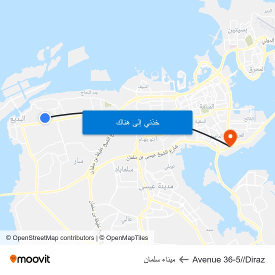Avenue 36-5//Diraz to ميناء سلمان map