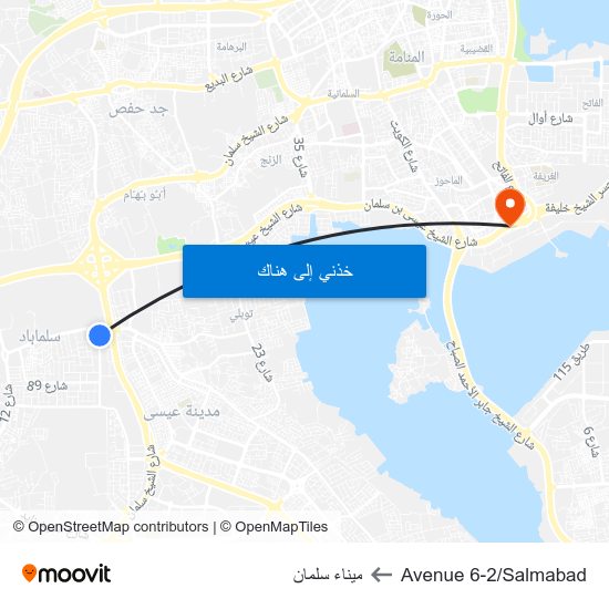 Avenue 6-2/Salmabad to ميناء سلمان map