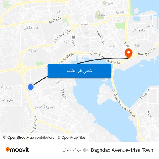 Baghdad Avenue-1/Isa Town to ميناء سلمان map