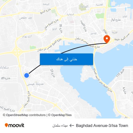 Baghdad Avenue-3/Isa Town to ميناء سلمان map