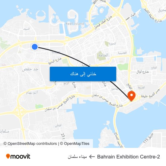 Bahrain Exhibition Centre-2 to ميناء سلمان map