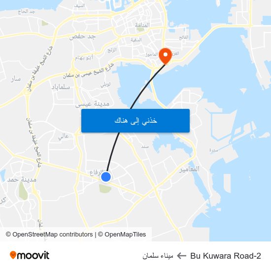 Bu Kuwara Road-2 to ميناء سلمان map