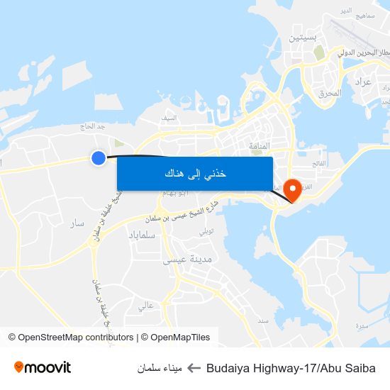 Budaiya Highway-17/Abu Saiba to ميناء سلمان map