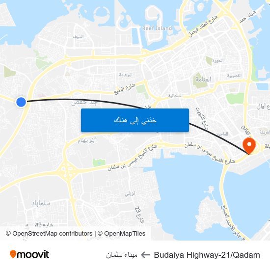 Budaiya Highway-21/Qadam to ميناء سلمان map