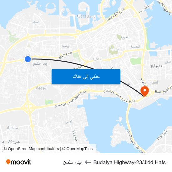 Budaiya Highway-23/Jidd Hafs to ميناء سلمان map