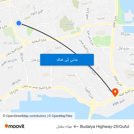 Budaiya Highway-25/Guful to ميناء سلمان map