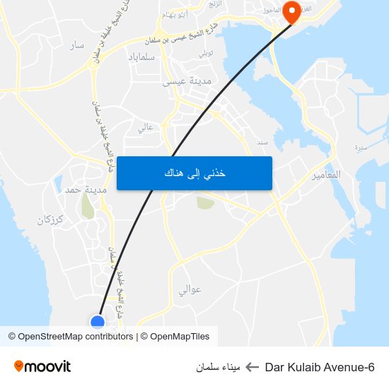 Dar Kulaib Avenue-6 to ميناء سلمان map