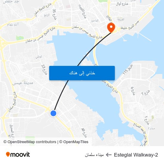 Esteglal Walkway-2 to ميناء سلمان map