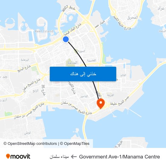 Government Ave-1/Manama Centre to ميناء سلمان map