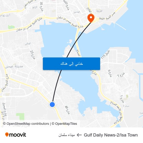 Gulf Daily News-2/Isa Town to ميناء سلمان map