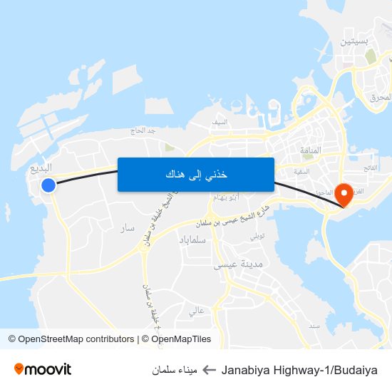 Janabiya Highway-1/Budaiya to ميناء سلمان map